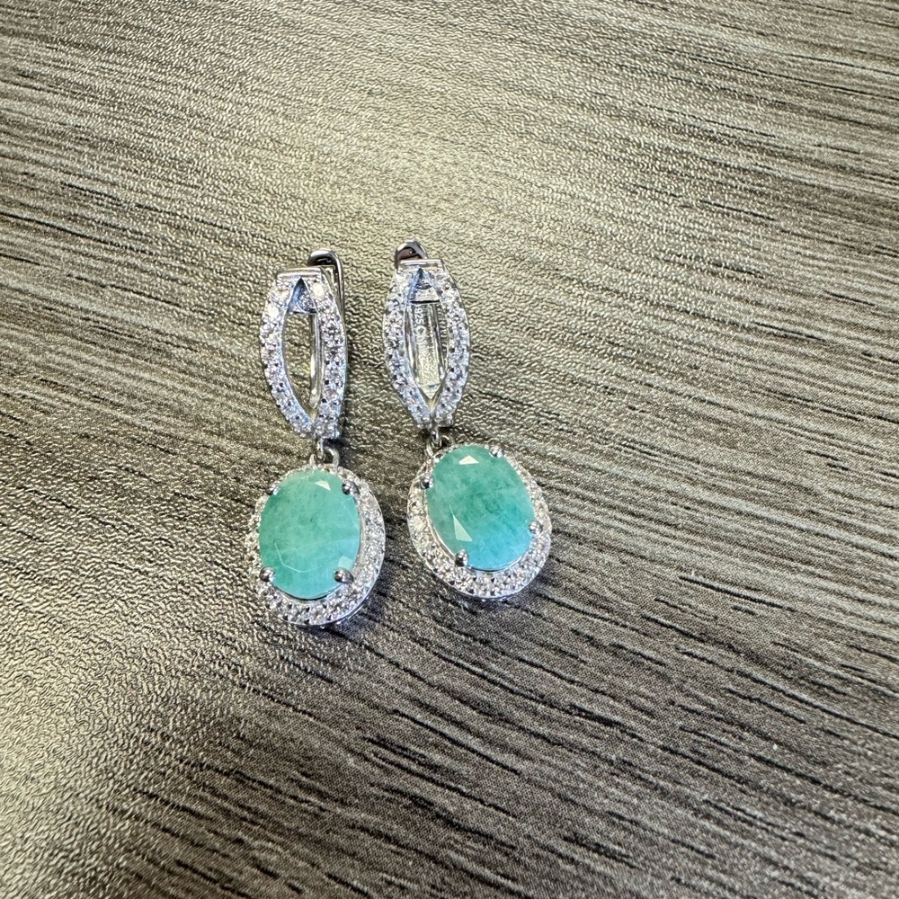 Sterling silver emerald earrings